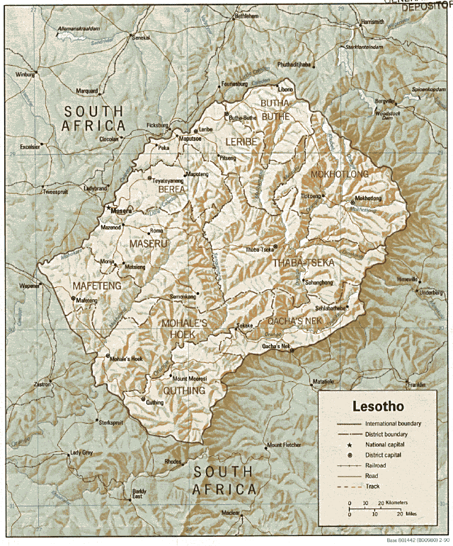 Landkarte Lesotho